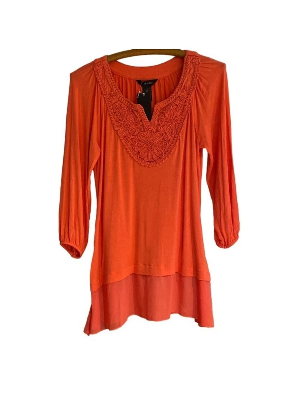 Nwt Ali Miles Pullover Top Round Neckline 3/4 Sleeves Coral Women’s Size Small
